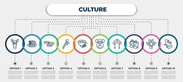 Vektor Infografikus Sablon Ikonokkal Opcióval Vagy Lépéssel Infografika Kultúra Koncepciójához Stock Illusztrációk