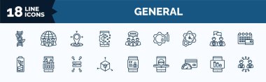 set of general web icons in outline style. thin line icons such as gmo, digital transformation, build time, eco battery, 3d modeling, credit score, ar graph, business networking vector.
