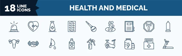 Set Health Medical Web Icons Outline Style Thin Line Icons — ストックベクタ