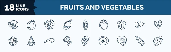 Set Fruits Vegetables Web Icons Outline Style Thin Line Icons — Stock Vector