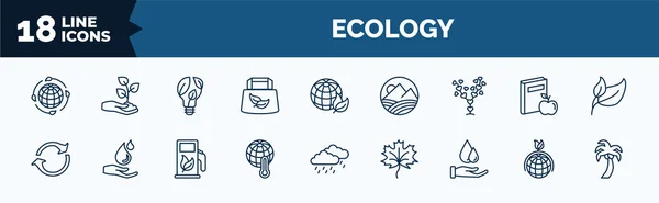 Set Ecology Web Icons Outline Style Thin Line Icons Awareness —  Vetores de Stock