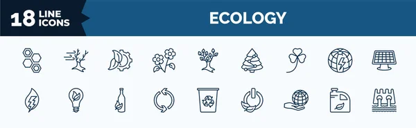 Set Ecology Web Icons Outline Style Thin Line Icons Eco —  Vetores de Stock