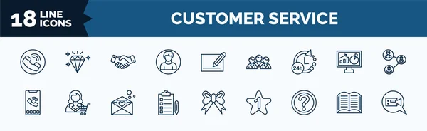 Set Customer Service Web Icons Outline Style Thin Line Icons — Stockvektor