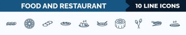 set of 10 food and restaurant web icons in outline style. thin line icons such as zhaliang, cong you bing, doguinho, cantonese seafood soup, soy eggs, beef chow fun, moon cake, buddhas delight