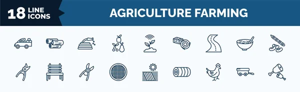 Set Agriculture Farming Web Icons Outline Style Thin Line Icons — Stockový vektor