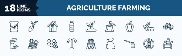Set Agriculture Farming Web Icons Outline Style Thin Line Icons — Vector de stock