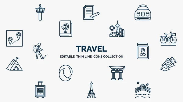 Concept Travel Web Icons Outline Style Thin Line Icons Control — Vetor de Stock