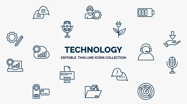 Concept Technology Web Icons Outline Style Thin Line Icons Interaction - Stok Vektor