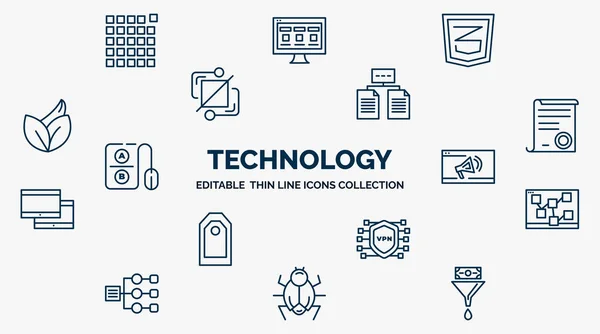 Concept Technology Web Icons Outline Style Thin Line Icons Pixels — Stockvektor