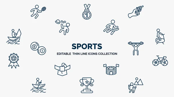 Concept Sports Web Icons Outline Style Thin Line Icons Man — Stockvektor
