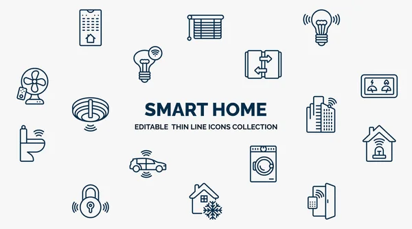 Concept Smart Home Web Icons Outline Style Thin Line Icons — Stockvektor
