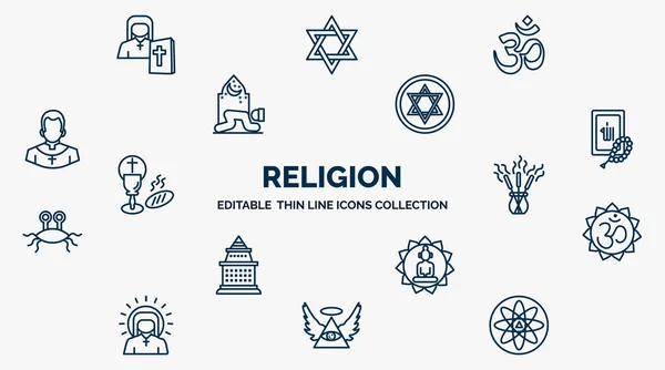 Concept Religion Web Icons Outline Style Thin Line Icons Orthodox — 스톡 벡터