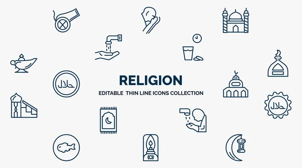 Concept Religion Web Icons Outline Style Thin Line Icons Eyd — 스톡 벡터