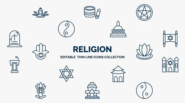 Concept Religion Web Icons Outline Style Thin Line Icons Shiva — 스톡 벡터