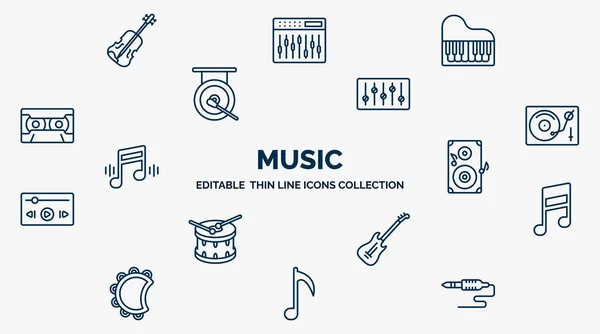 Concept Music Web Icons Outline Style Thin Line Icons Violin — Stock vektor