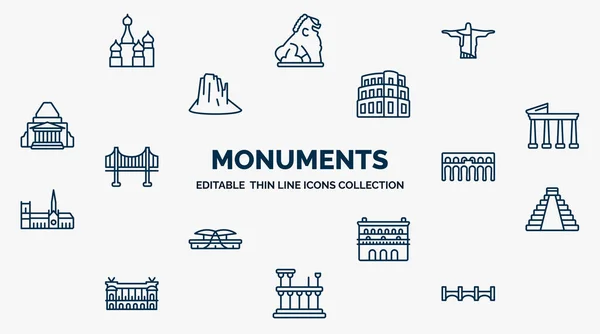 Concept Monuments Web Icons Outline Style Thin Line Icons Russia — Wektor stockowy