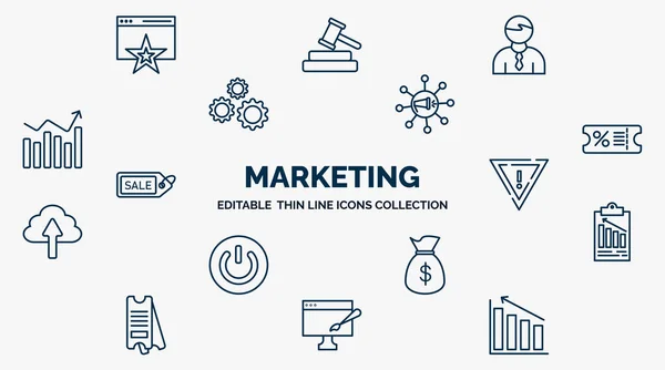 Concept Marketing Web Icons Outline Style Thin Line Icons Favorite — Wektor stockowy