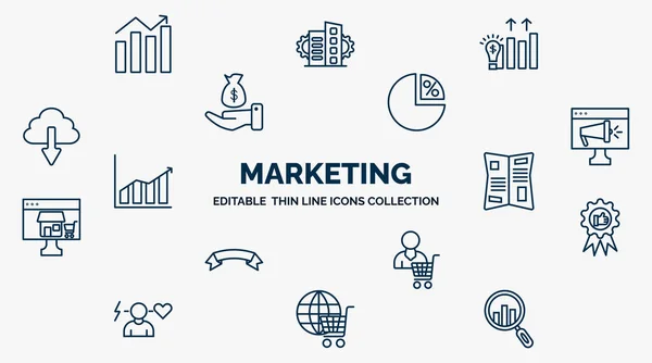 Concept Marketing Web Icons Outline Style Thin Line Icons Trend — Stockový vektor