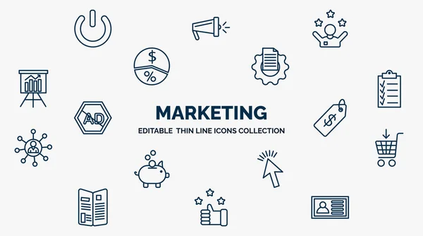 Concept Marketing Web Icons Outline Style Thin Line Icons Motivation — Stockový vektor