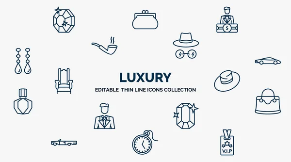 Concept Luxury Web Icons Outline Style Thin Line Icons Gems — Vettoriale Stock
