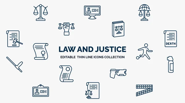 Concept Law Justice Web Icons Outline Style Thin Line Icons — Image vectorielle
