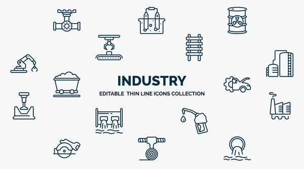 Concept Industry Web Icons Outline Style Thin Line Icons Pipes — Stockvector