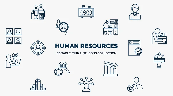 Concept Human Resources Web Icons Outline Style Thin Line Icons — Archivo Imágenes Vectoriales