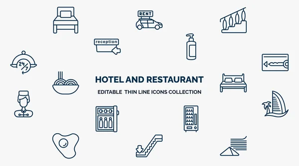 Concept Hotel Restaurant Web Icons Outline Style Thin Line Icons — Stok Vektör