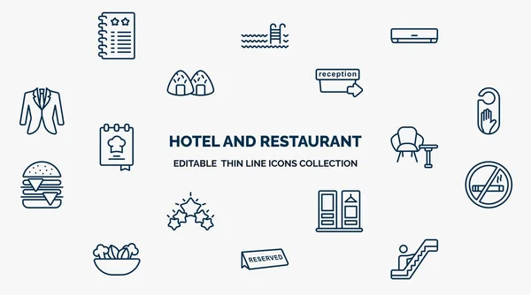 Konzept Der Web Icons Von Hotels Und Restaurants Umrissen Dünne — Stockvektor