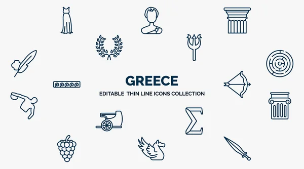 Concept Greece Web Icons Outline Style Thin Line Icons Robe — стоковый вектор