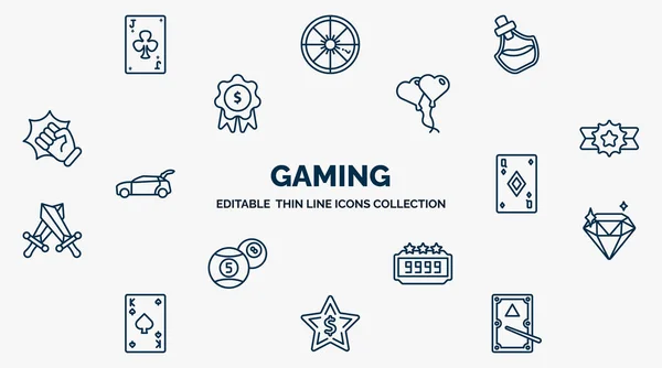 Concept Gaming Web Icons Outline Style Thin Line Icons Jack — Stockvektor