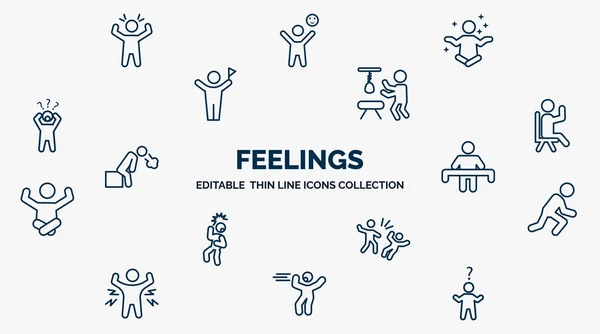 Concept Feelings Web Icons Outline Style Thin Line Icons Aggravated — Vetor de Stock