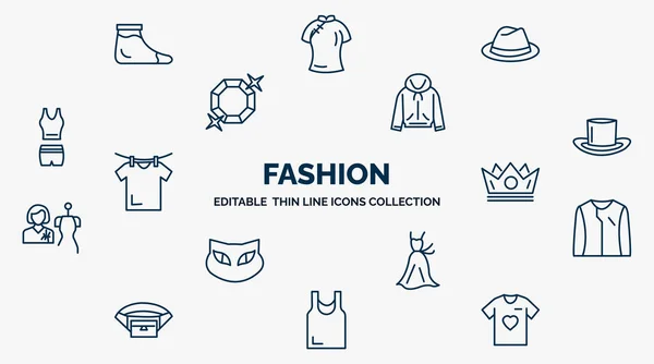 Concept Fashion Web Icons Outline Style Thin Line Icons Warm — Vector de stock