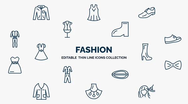 Concept Fashion Web Icons Outline Style Thin Line Icons Coat — Vector de stock