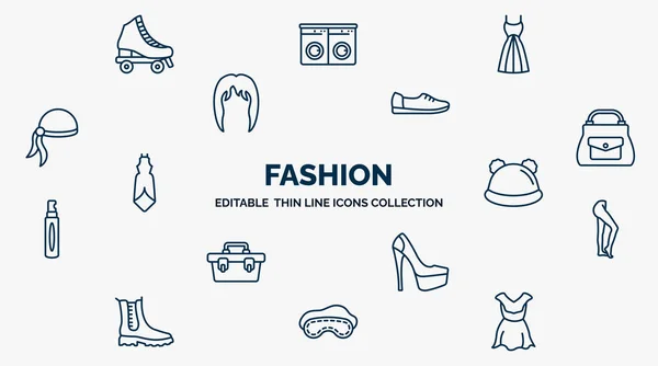 Concept Fashion Web Icons Outline Style Thin Line Icons Roller — Vector de stock