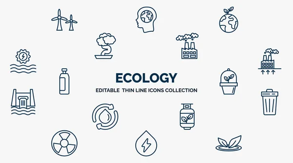 Concept Ecology Web Icons Outline Style Thin Line Icons Eco — 스톡 벡터