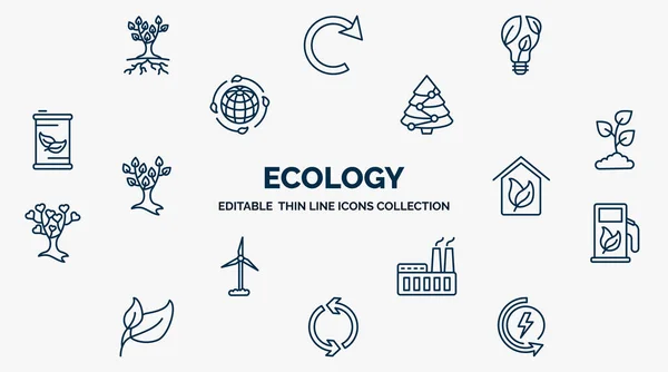 Concept Ecology Web Icons Outline Style Thin Line Icons Tree — Image vectorielle