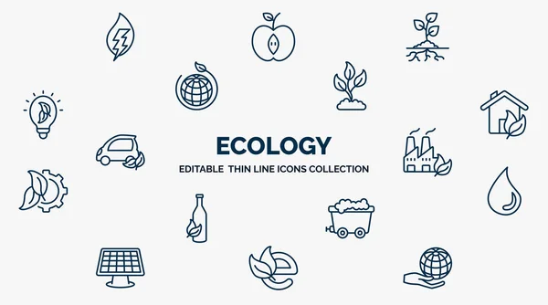 Concept Ecology Web Icons Outline Style Thin Line Icons Eco — Image vectorielle
