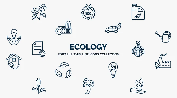 Concept Ecology Web Icons Outline Style Thin Line Icons Two —  Vetores de Stock