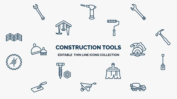 Concept Construction Tools Web Icons Outline Style Thin Line Icons — стоковый вектор