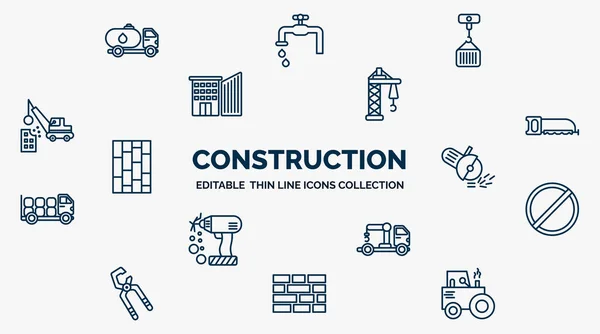 Concept Construction Web Icons Outline Style Thin Line Icons Fuel — ストックベクタ