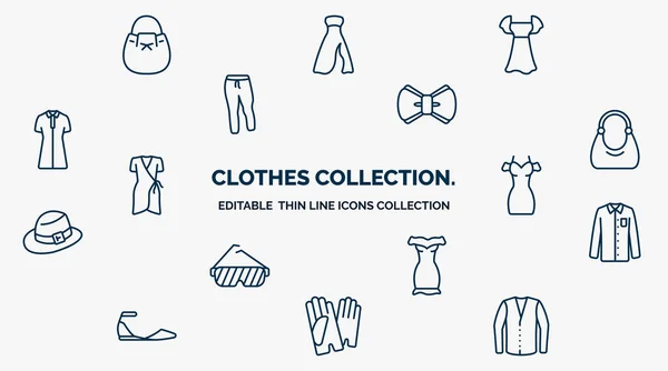 Concept Clothes Collection Web Icons Outline Style Thin Line Icons — Vector de stock