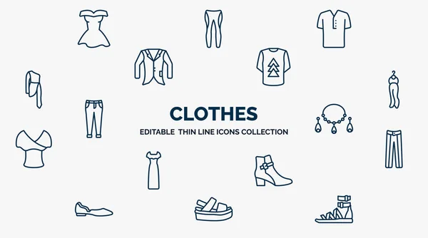 Concept Clothes Web Icons Outline Style Thin Line Icons Cocktail — Image vectorielle