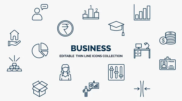 Concept Business Web Icons Outline Style Thin Line Icons Man — Vetor de Stock