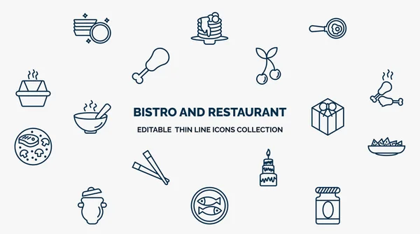 Concept Bistro Restaurant Web Icons Outline Style Thin Line Icons — Vector de stock