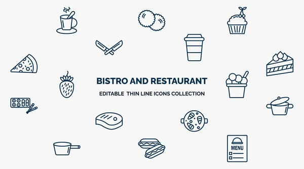 Concept Bistro Restaurant Web Icons Outline Style Thin Line Icons — Vector de stock