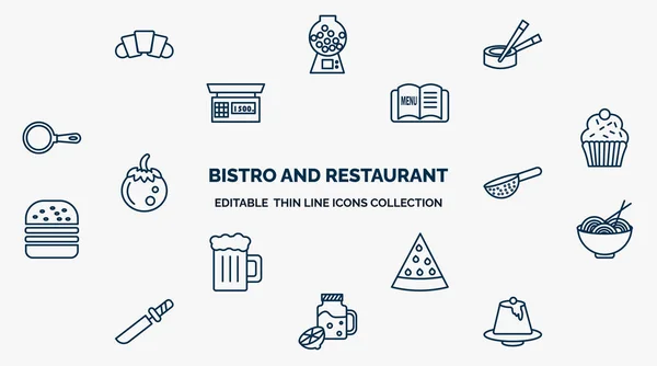 Concept Bistro Restaurant Web Icons Outline Style Thin Line Icons — Vector de stock