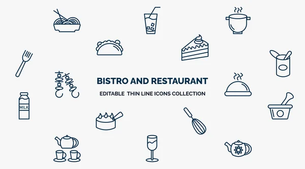 Concept Bistro Restaurant Web Icons Outline Style Thin Line Icons — Vector de stock