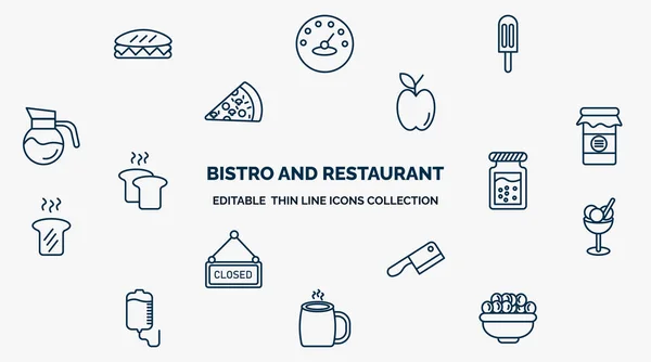 Concept Bistro Restaurant Web Icons Outline Style Thin Line Icons — Vector de stock