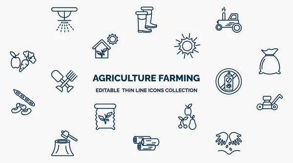 Concept Agriculture Farming Web Icons Outline Style Thin Line Icons — Archivo Imágenes Vectoriales